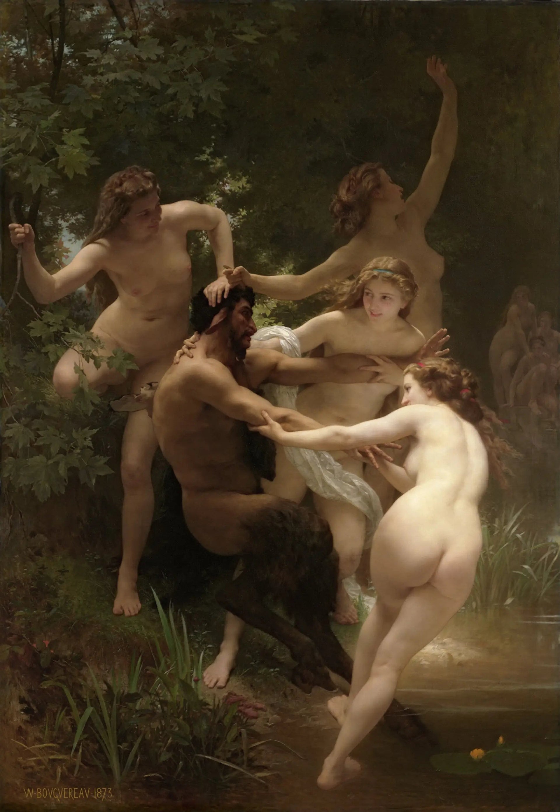 Nymphes et Satyre - Bouguereau image 1 reproduction d’œuvre d’art à l’huile