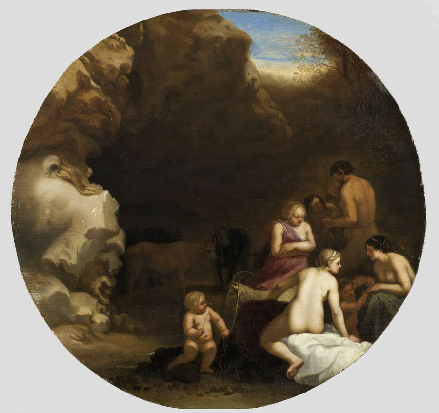 Nymphes et satyre à l'entrée d'une caverne - Cornelis van Poelenburgh