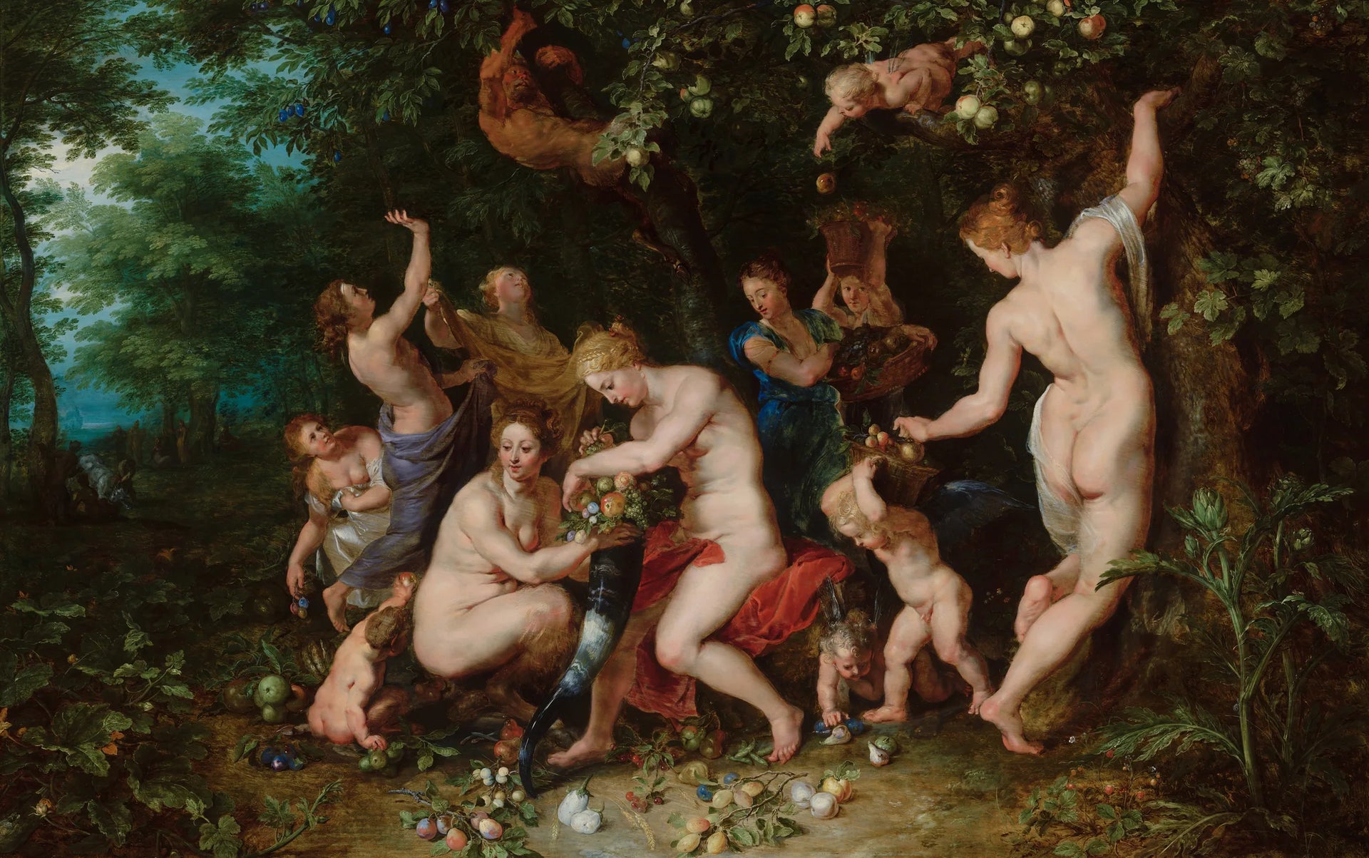 Nymphes remplissant la corne d'abondance - Jan Brueghel l'Ancien image 1 tableau peint à l’huile sur toile
