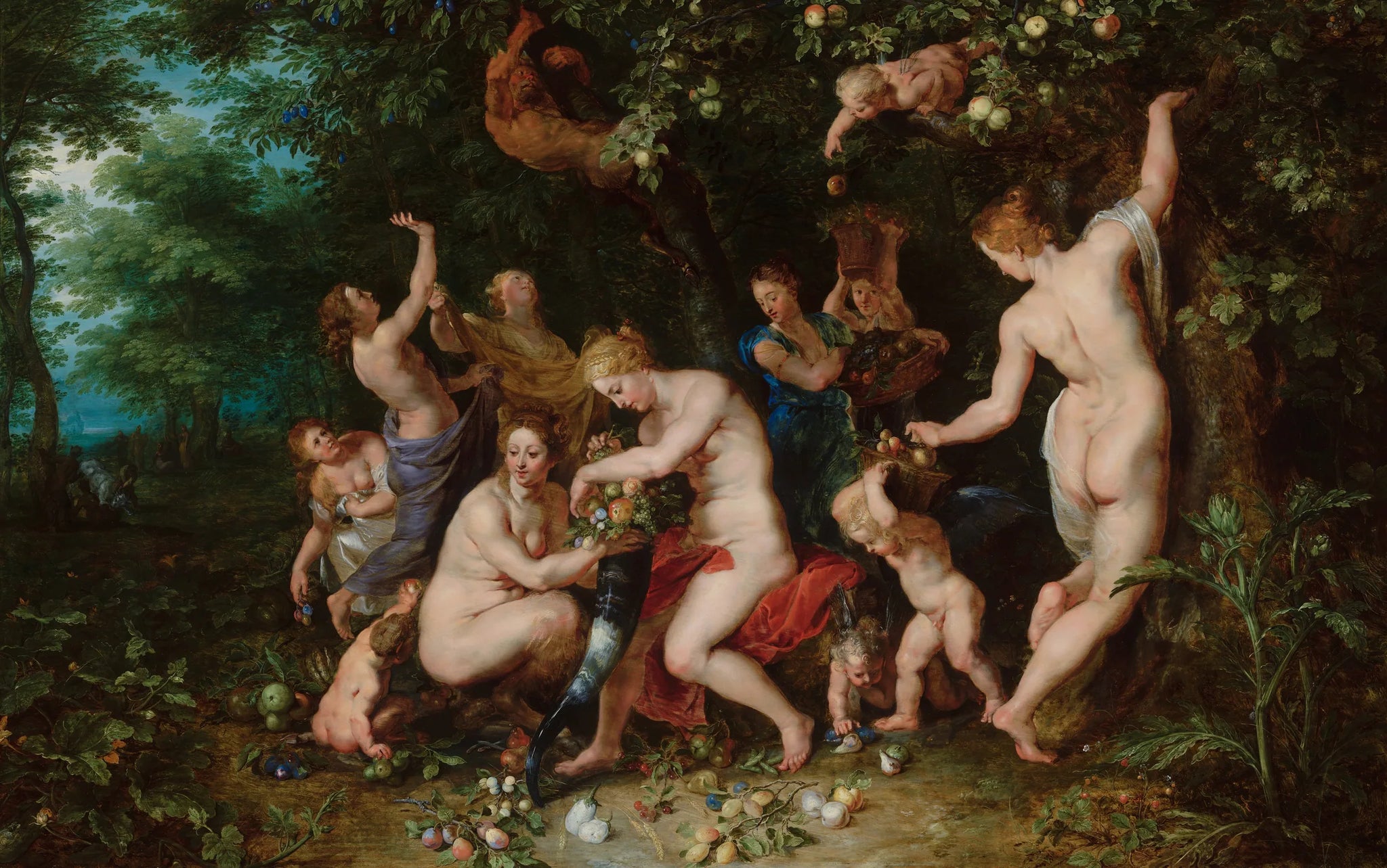Nymphes remplissant la corne d'abondance - Jan Brueghel l'Ancien image 1 tableau peint à l’huile sur toile