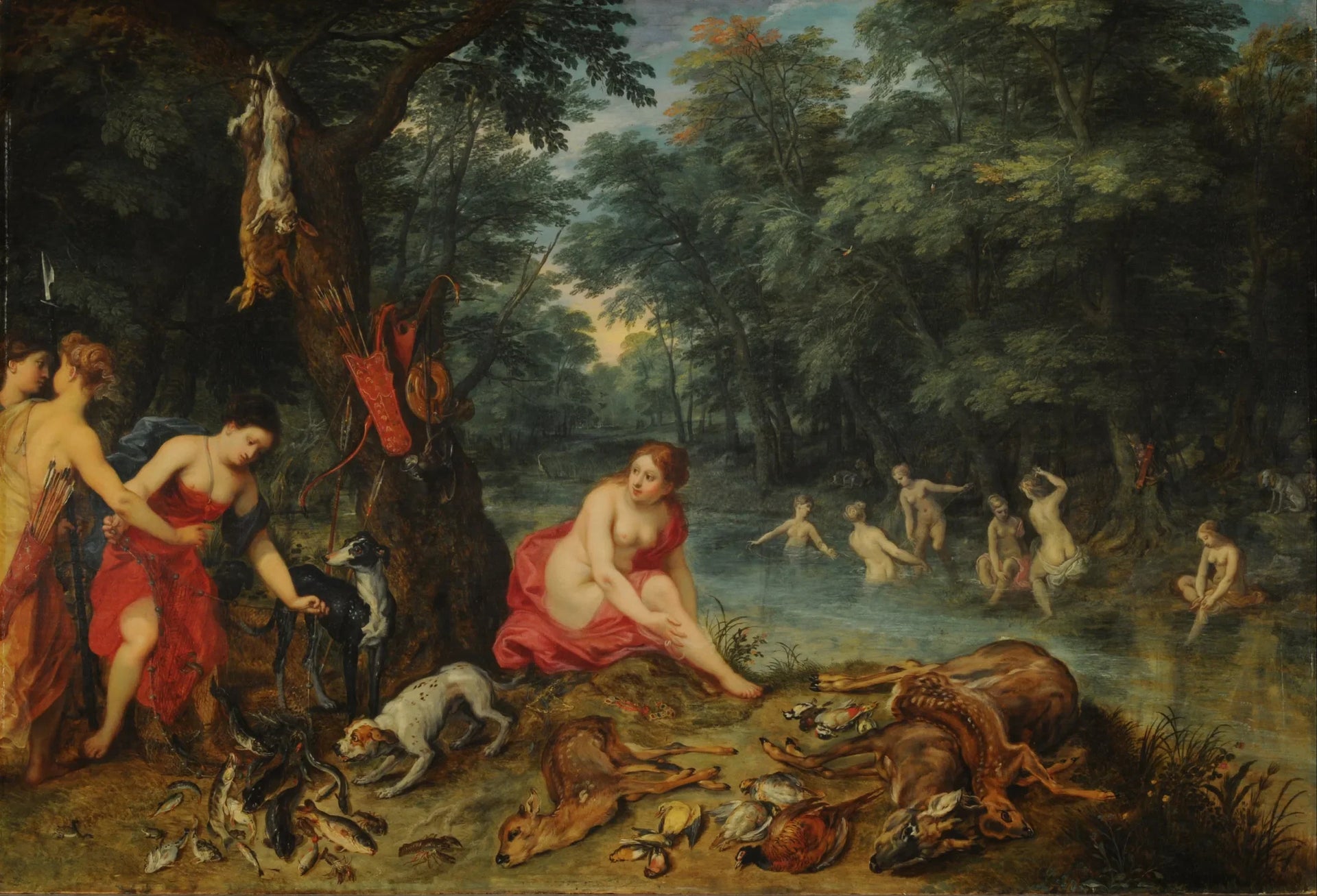 Nymphes se baignant - Jan Brueghel l'Ancien image 1 reproduction de peinture à l’huile