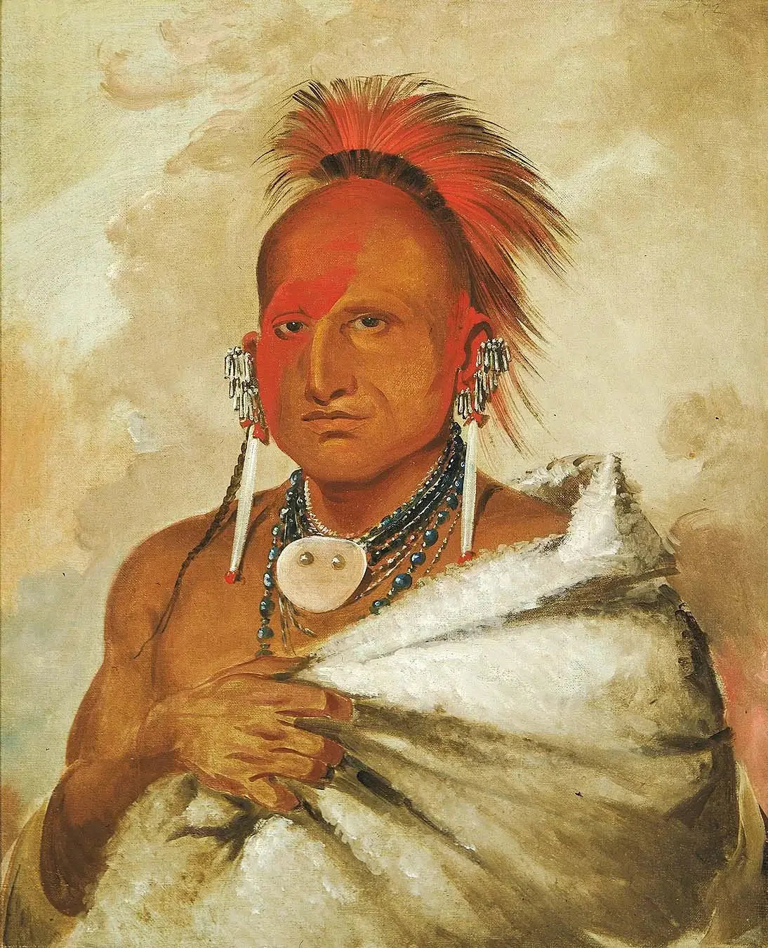O-rón-gás-see, chasseur d'ours, un guerrier célèbre - George Catlin image 1 tableau peint à l’huile sur toile