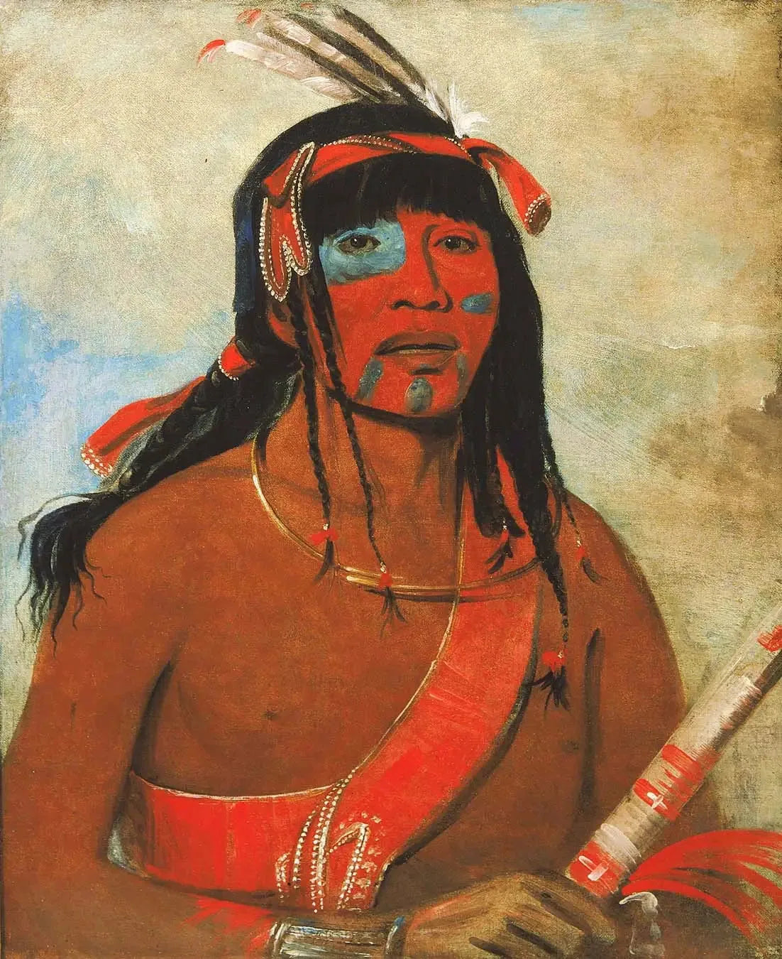 O-tá-wah, l'Ottaway, un guerrier - George Catlin image 1 reproduction d’œuvre d’art à l’huile