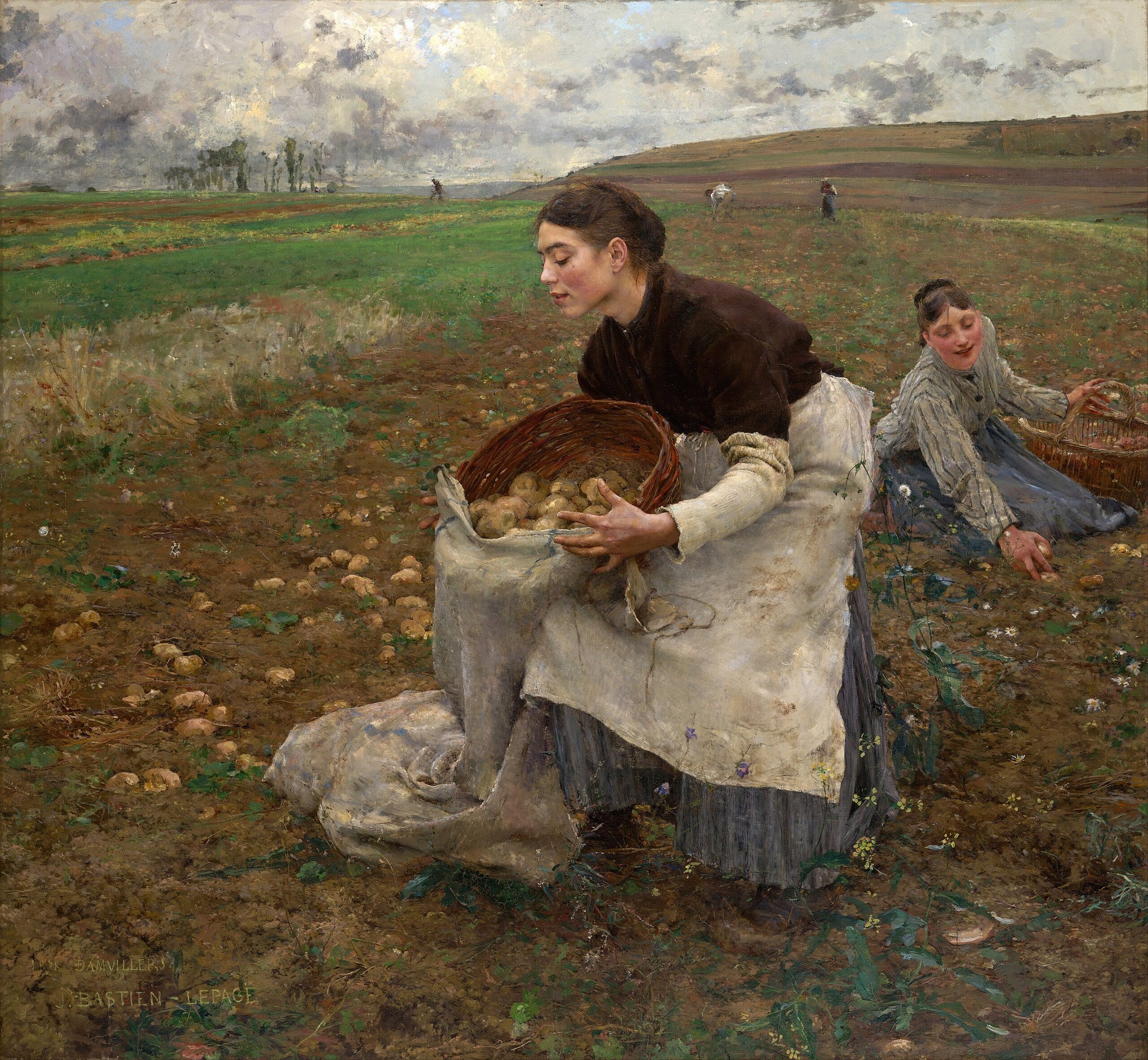 Octobre, récolte des pommes de terre - Jules Bastien-Lepage image 1 copie peinte à la main à l’huile