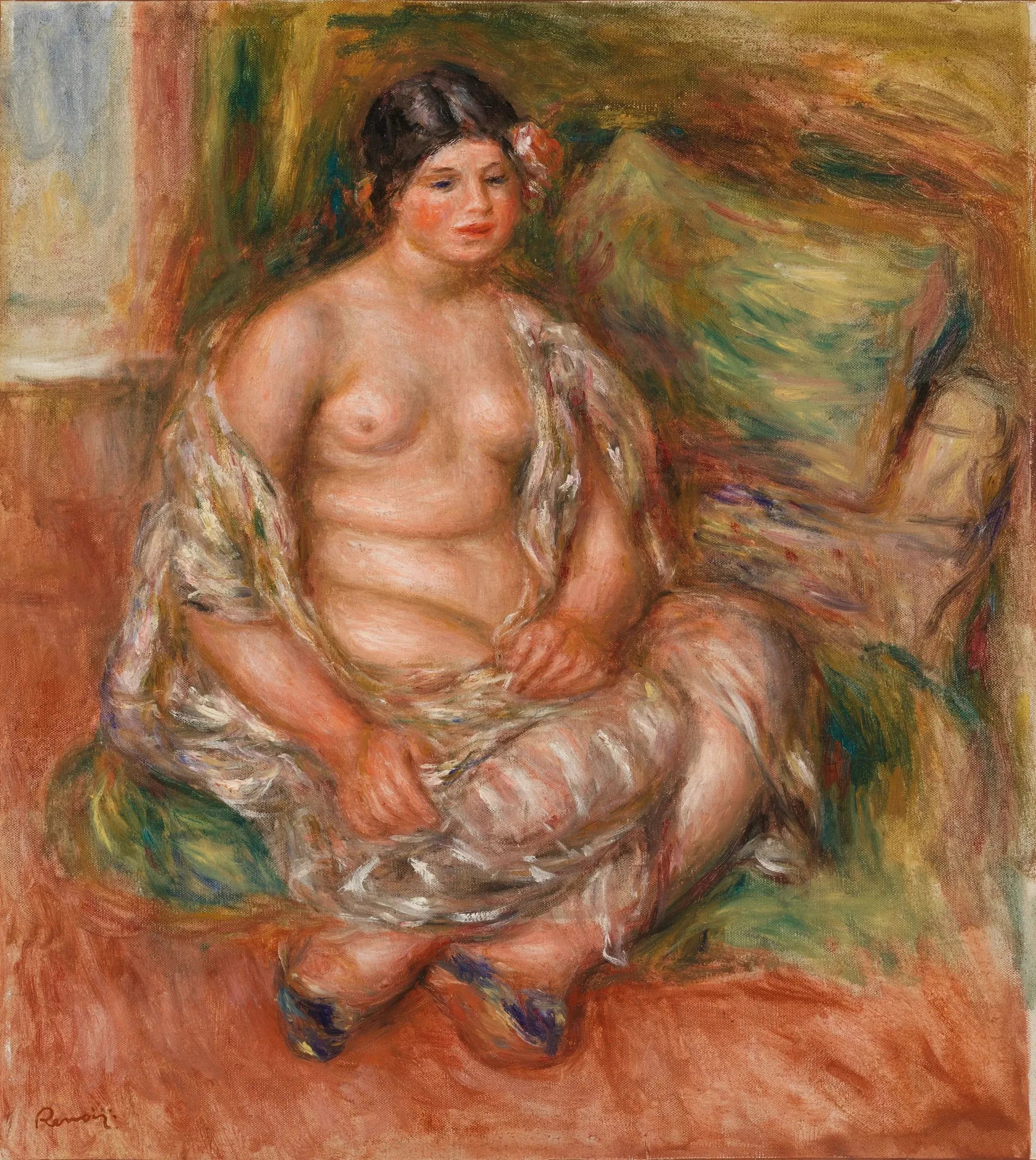 Odalisque assise (Odalisque assise) - Pierre-Auguste Renoir image 1 reproduction d’œuvre d’art à l’huile