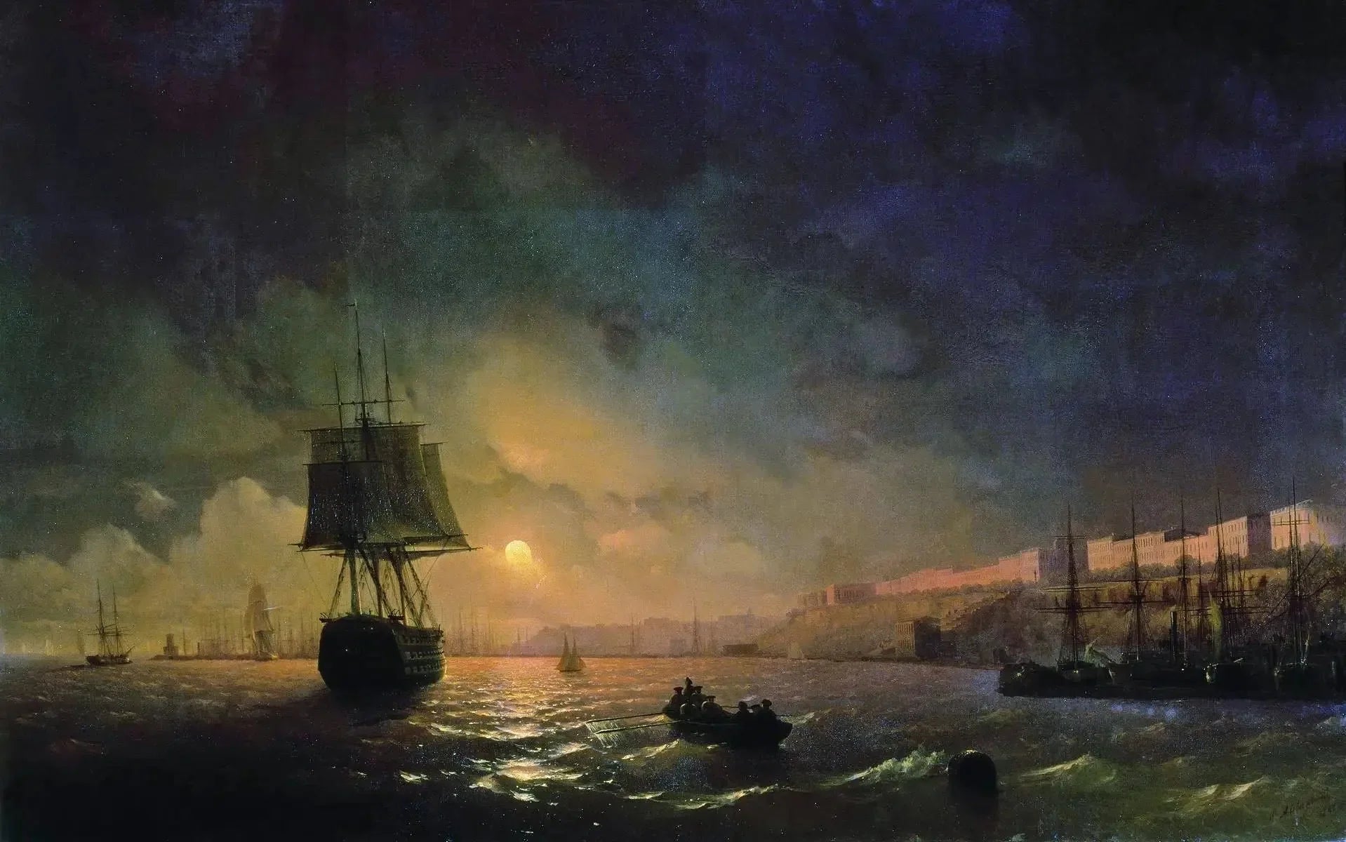 Odessa au clair de lune - Ivan Aïvazovski image 1 copie peinte à la main à l’huile