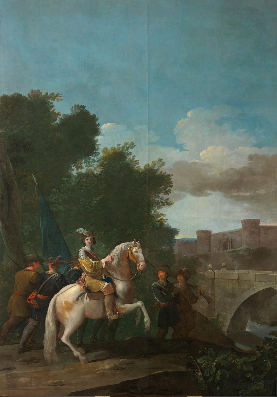 Un officier à cheval et des soldats à quatre pieds - Antonio González Velázquez