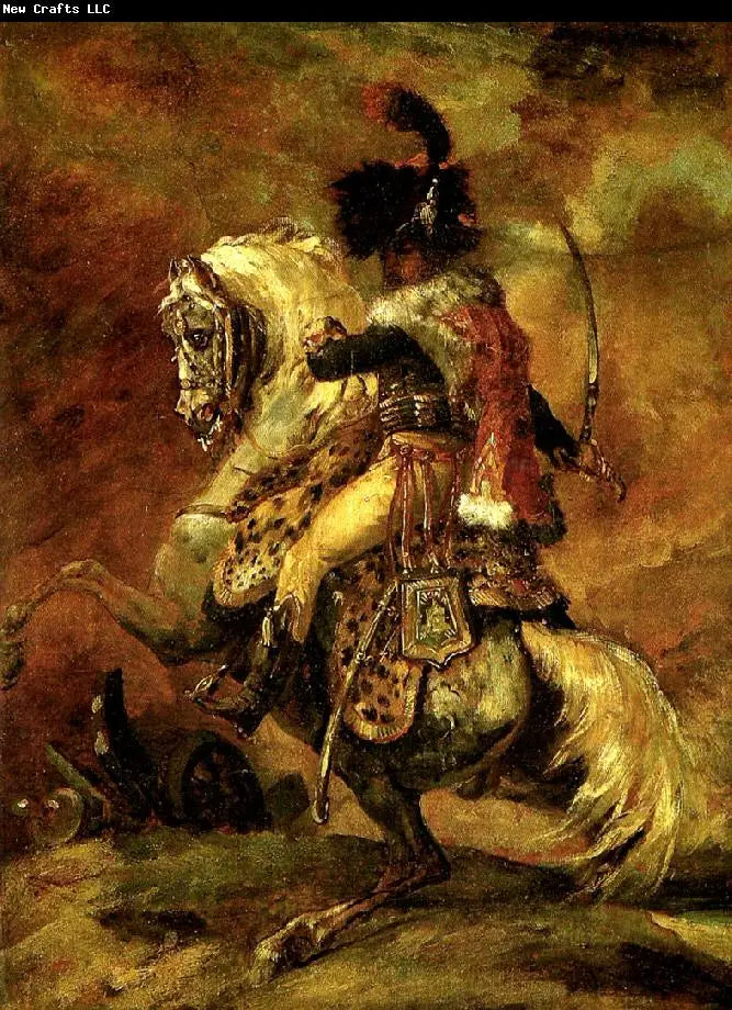 Officier de chasseurs à cheval de la garde impériale chargeant - Théodore Géricault image 1 reproduction de peinture à l’huile