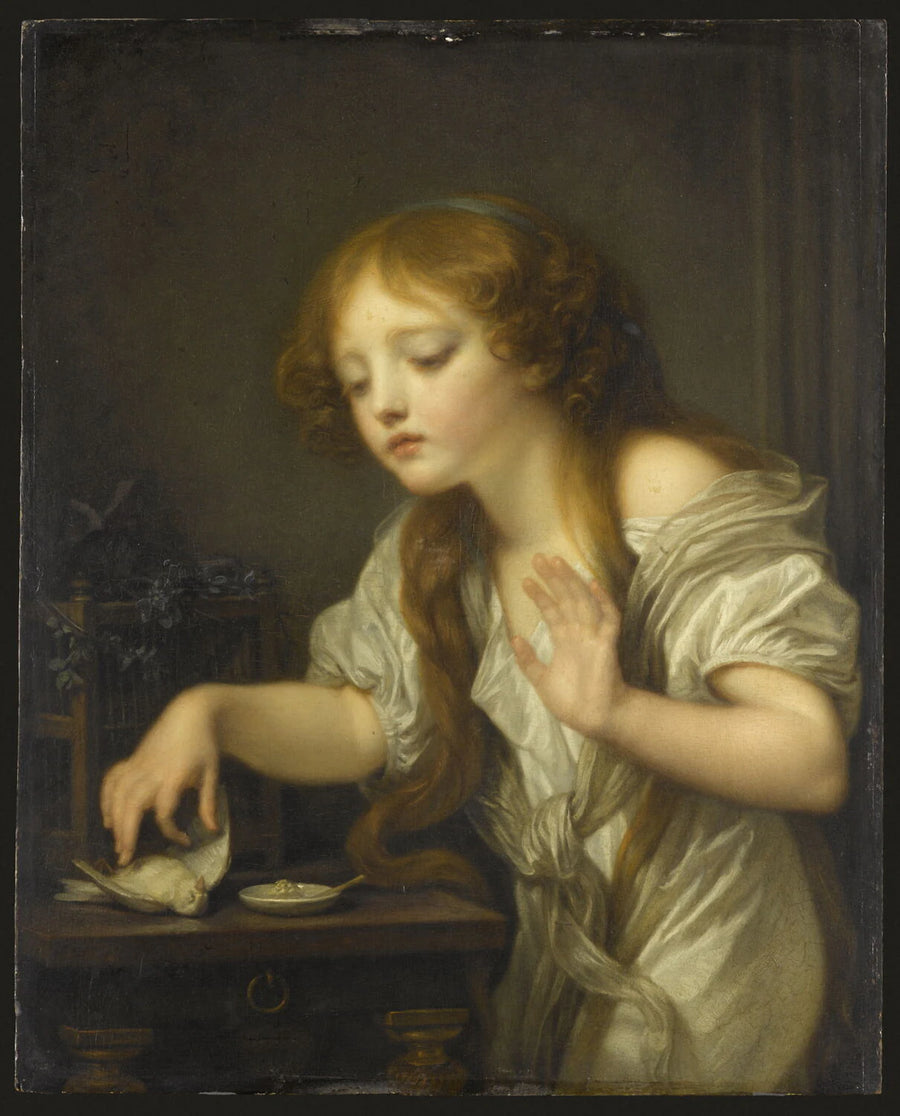 L'oiseau mort, dit aussi : Un Enfant hésitant à toucher un oiseau dans la crainte qu'il ne soit mort - Jean-Baptiste Greuze