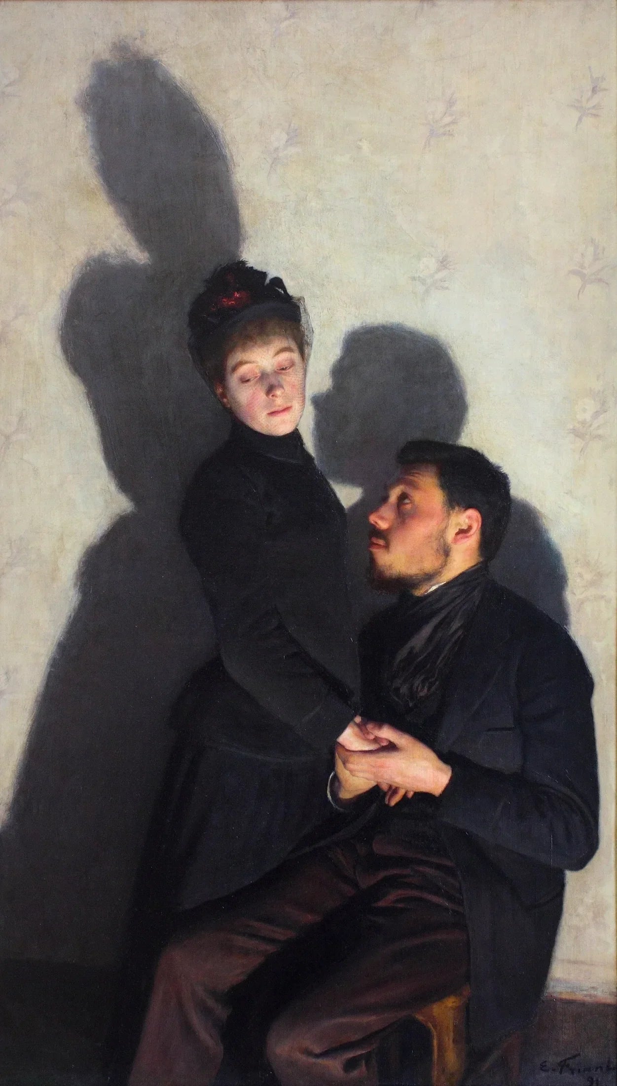 Ombres portées - Émile Friant image 1 copie peinte à la main à l’huile