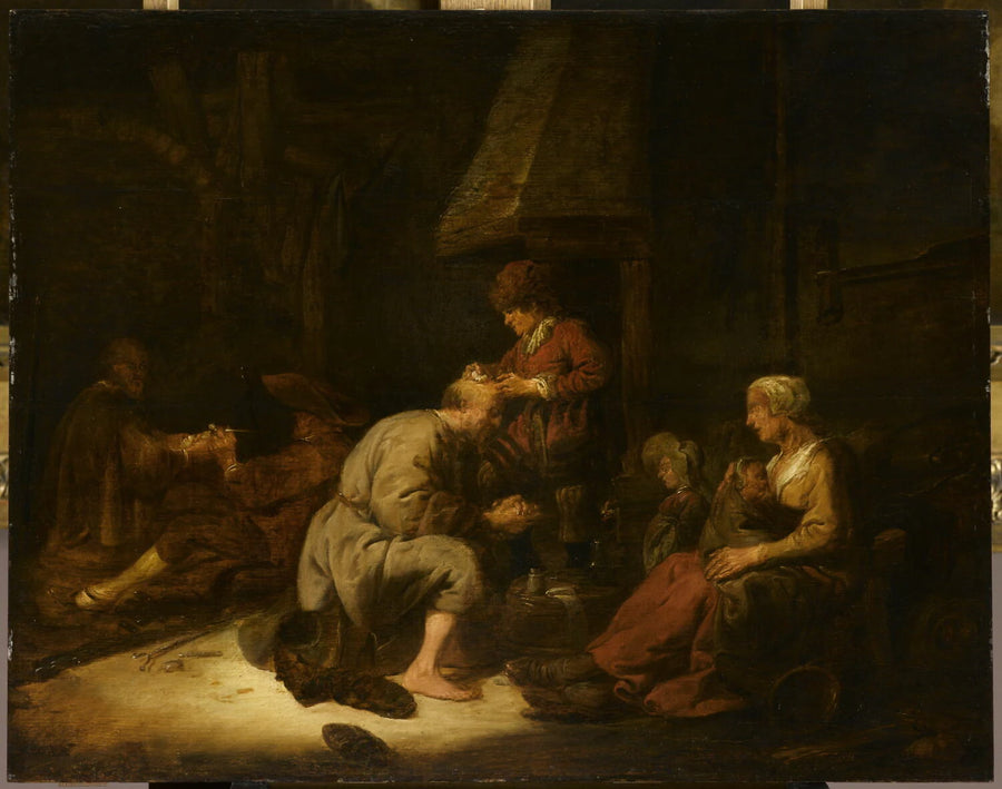 L'opération de la loupe, avec représentation des cinq sens - Benjamin Gerritsz Cuyp
