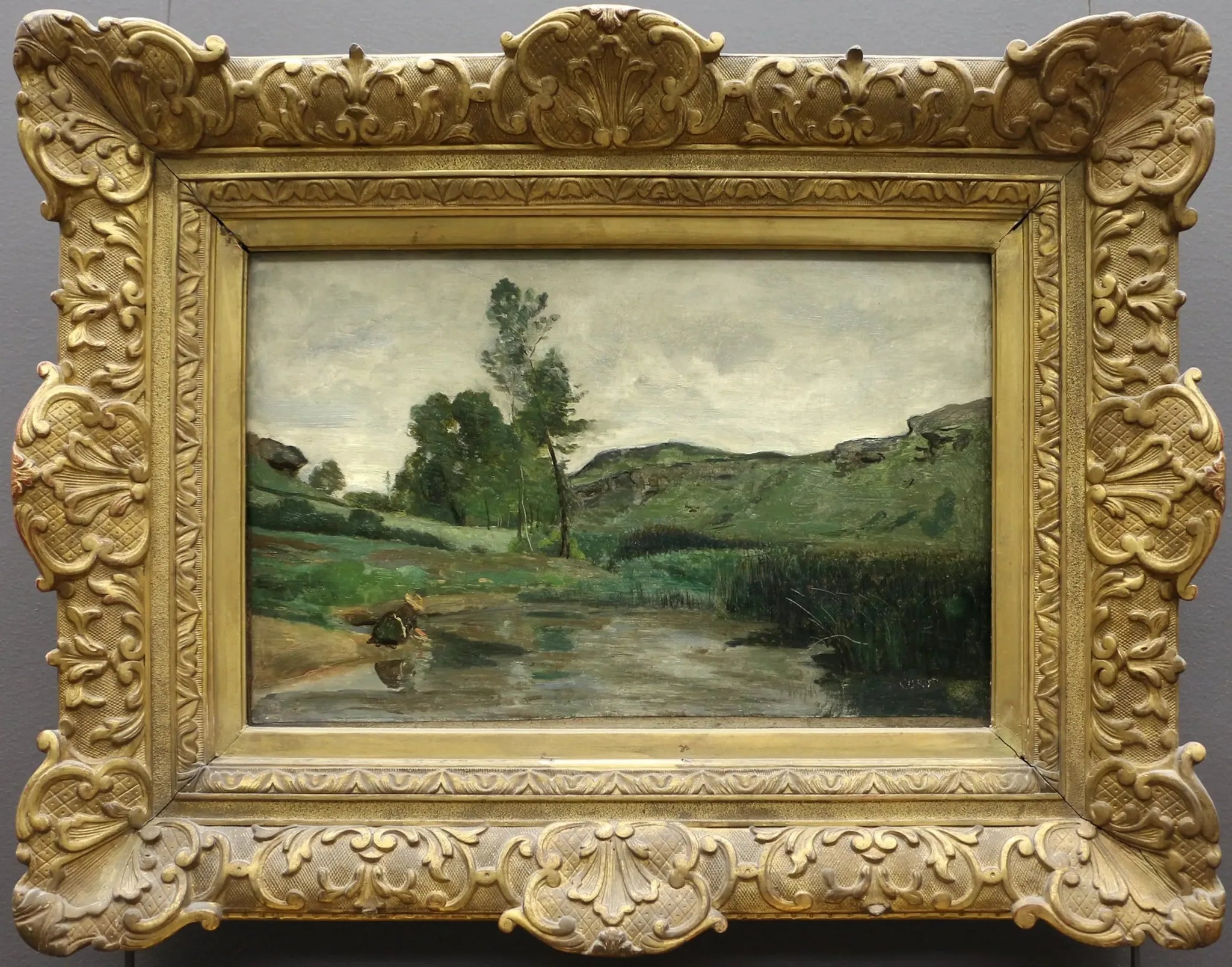 Optevoz. Blanchisseuse au bord de l'eau - Jean-Baptiste Camille Corot image 1 copie de tableau peinte à la main