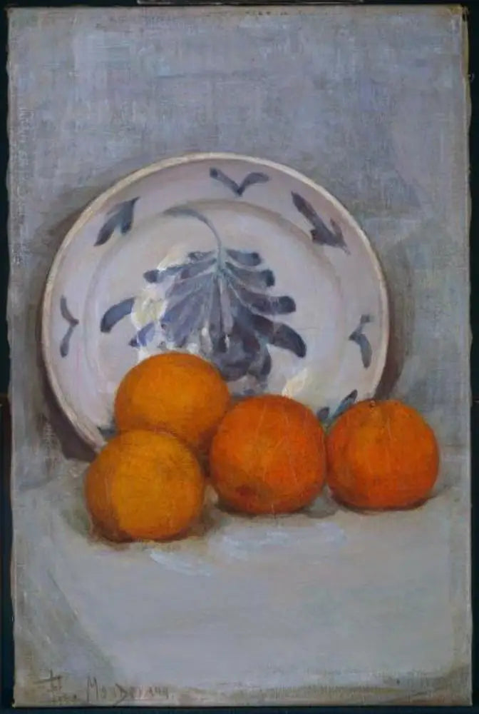 Oranges et assiette décorée - Piet Mondrian