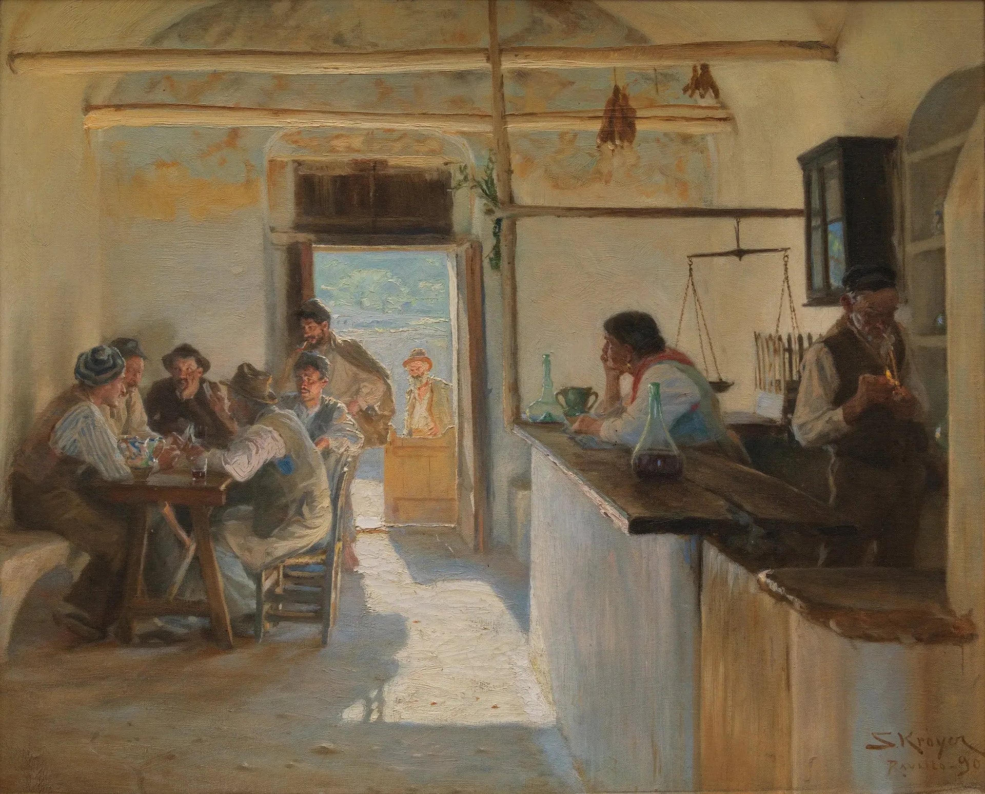 Osteria à Ravello. - Peder Severin Krøyer image 1 copie de tableau peinte à la main