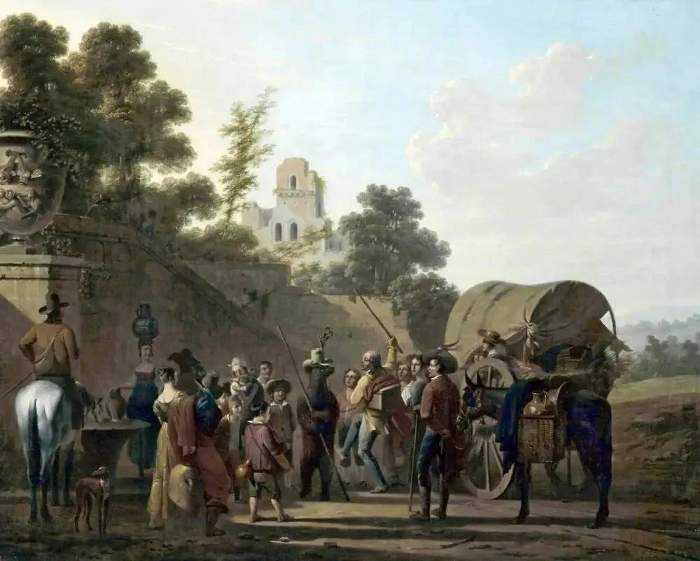 Ours dansants avec spectateurs dans les ruines d'un château - Louis-Léopold Boilly image 1 tableau peint à l’huile sur toile