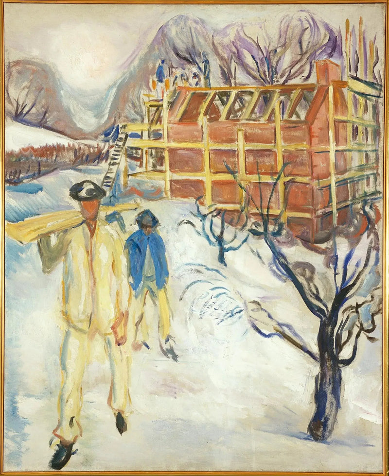 Ouvriers du bâtiment dans la neige - Edvard Munch