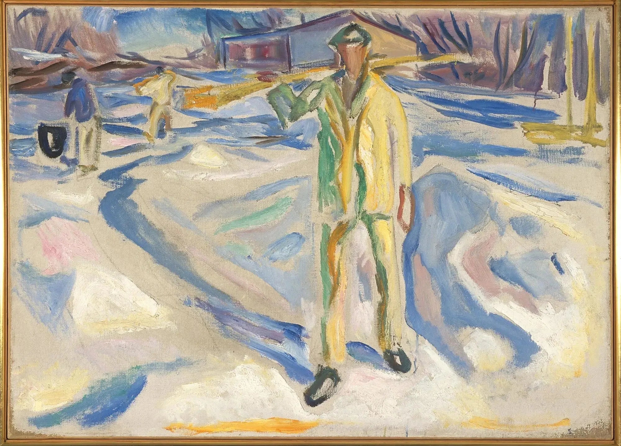 Ouvriers du bâtiment dans la neige - Edvard Munch image 1 copie peinte à la main à l’huile
