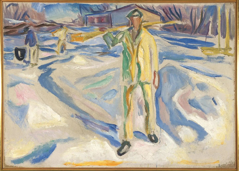 Ouvriers du bâtiment dans la neige - Edvard Munch