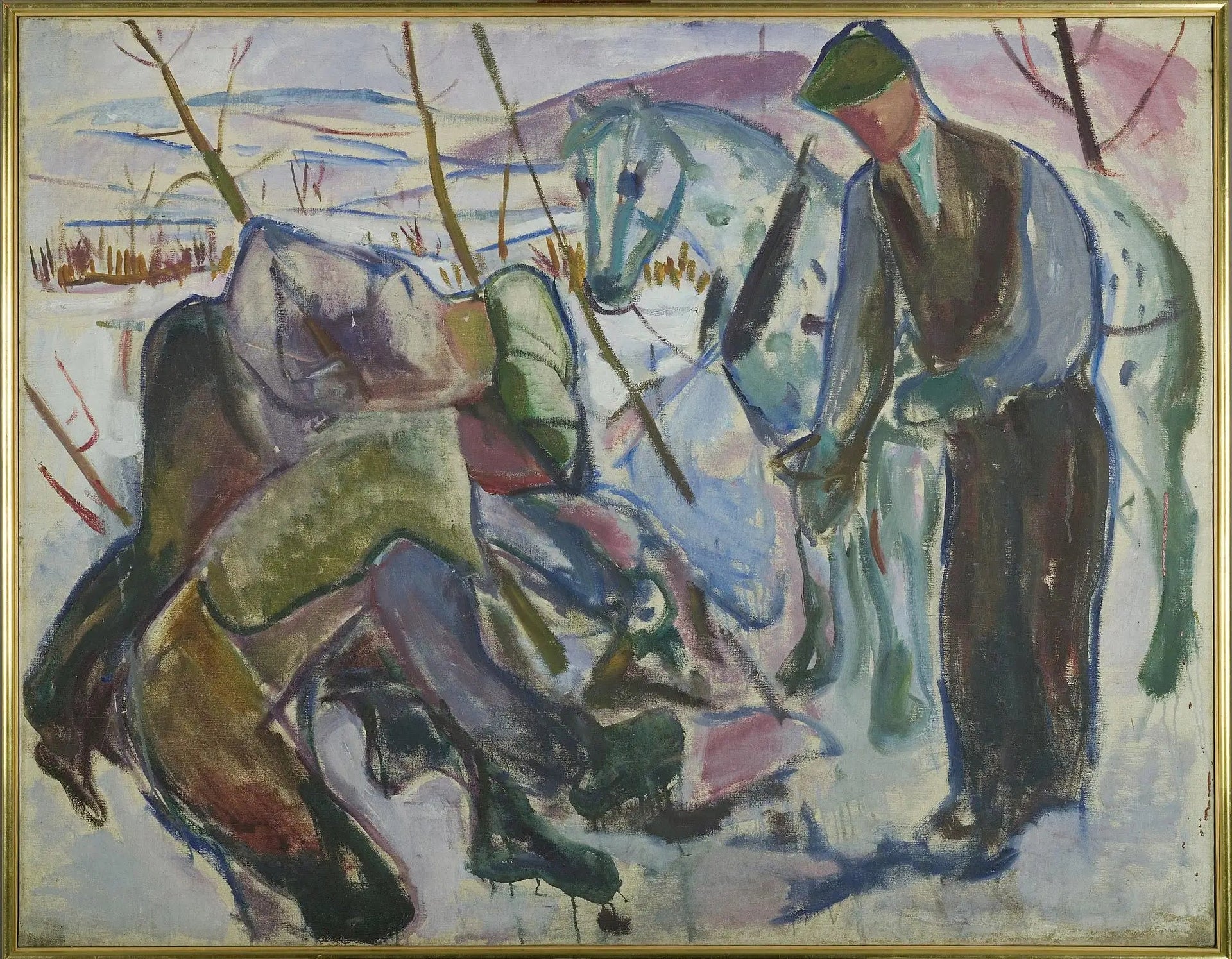 Ouvriers et Cheval - Edvard Munch image 1 tableau peint à l’huile sur toile