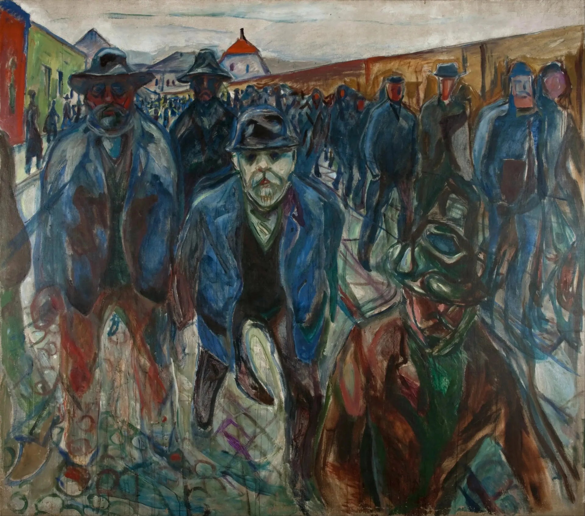 Ouvriers sur le chemin du retour - Edvard Munch image 1 copie de tableau peinte à la main