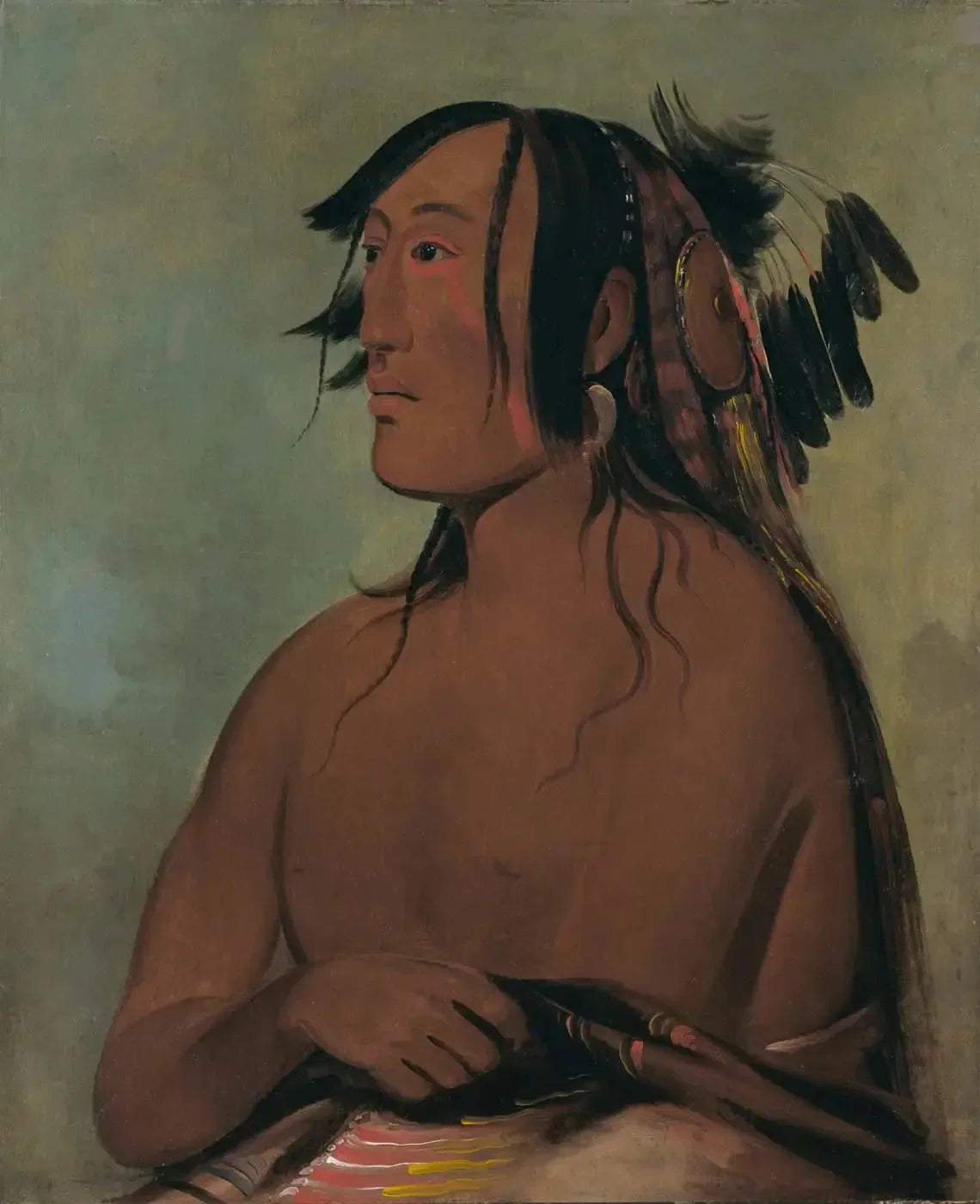 Pa-ris-ka-roó-pa, Deux Corbeaux, le Jeune - George Catlin image 1 tableau peint à l’huile sur toile