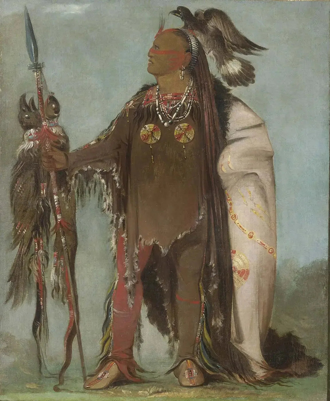 Pa-rís-ka-róo-pa, Deux corbeaux, un chef de bande - George Catlin image 1 reproduction de peinture à l’huile