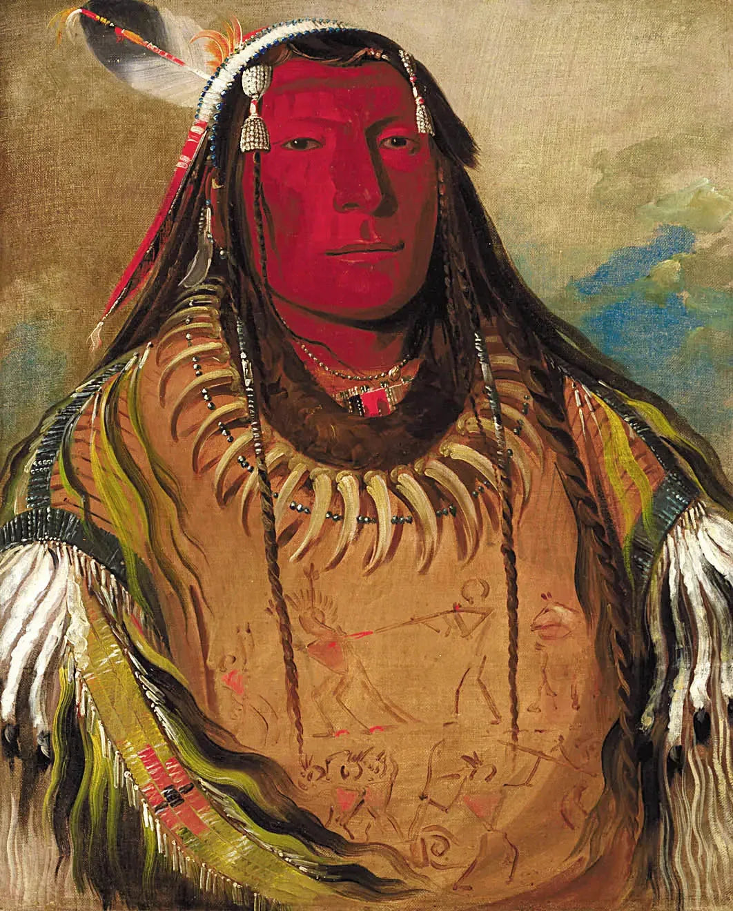 Pa-ris-ka-roó-pa, Deux corbeaux, un chef - George Catlin image 1 copie de tableau peinte à la main