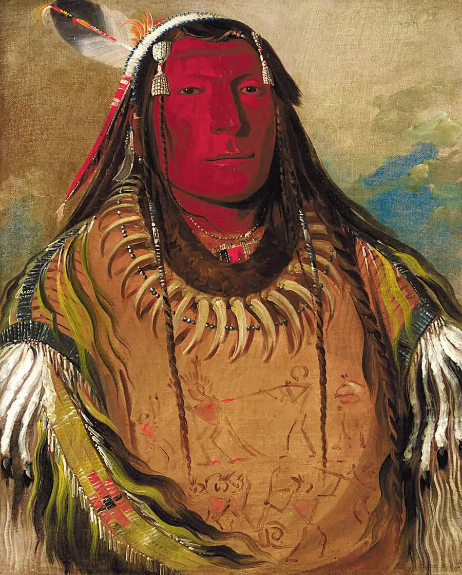 Pa-ris-ka-roó-pa, Deux corbeaux, un chef - George Catlin