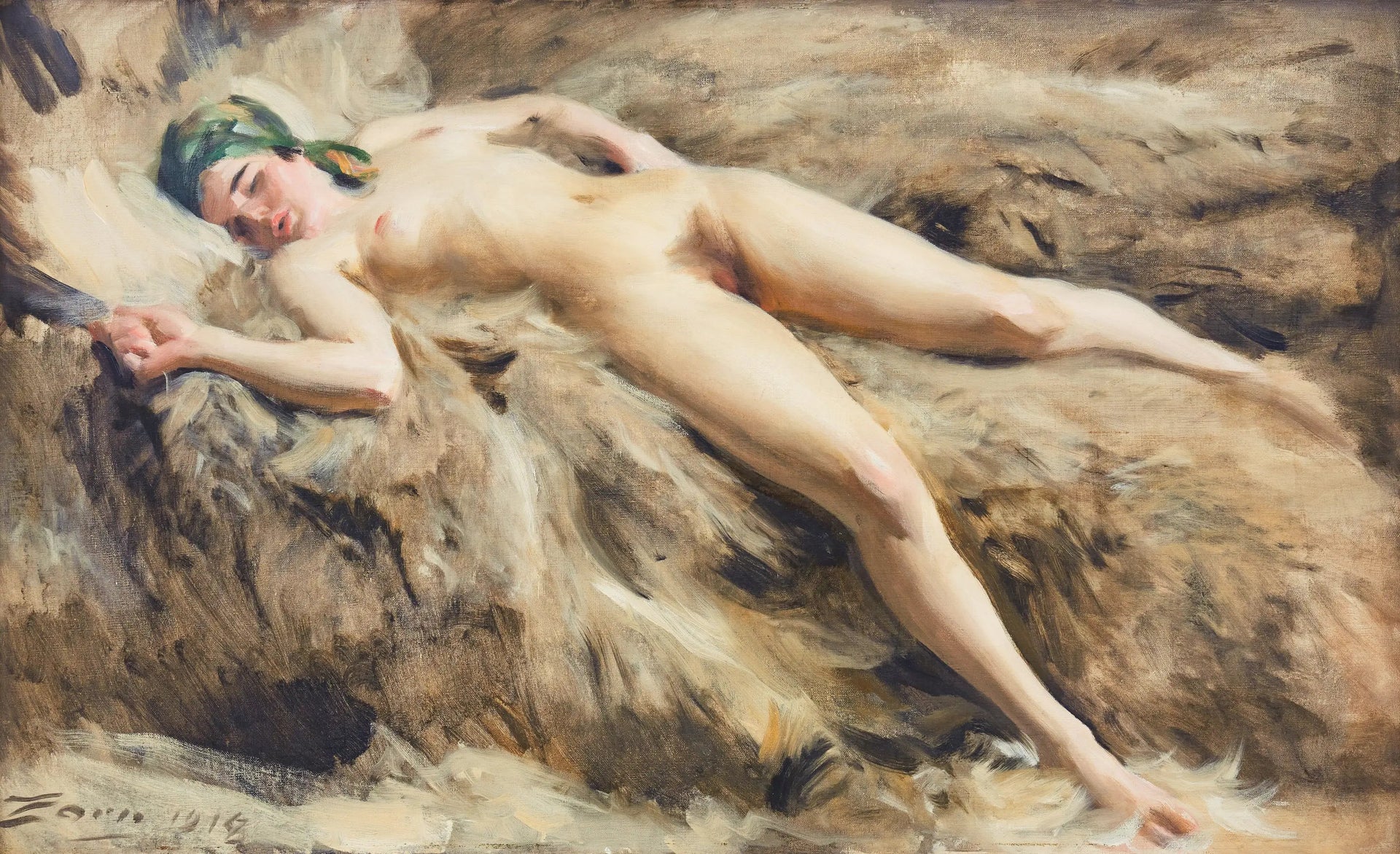 På vargen - Anders Zorn image 1 reproduction de peinture à l’huile