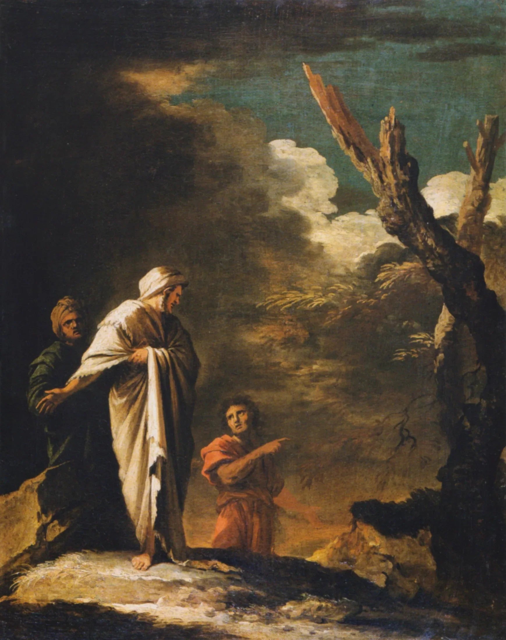 Paesaggio con tre figure (Spavento) - Salvator Rosa image 1 reproduction artisanale de tableau