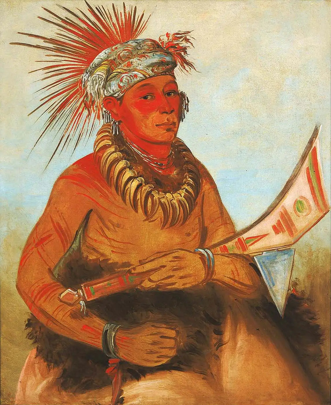 Pah-ta-cóo-chee, Shooting Cedar, un courageux - George Catlin image 1 tableau peint à l’huile sur toile