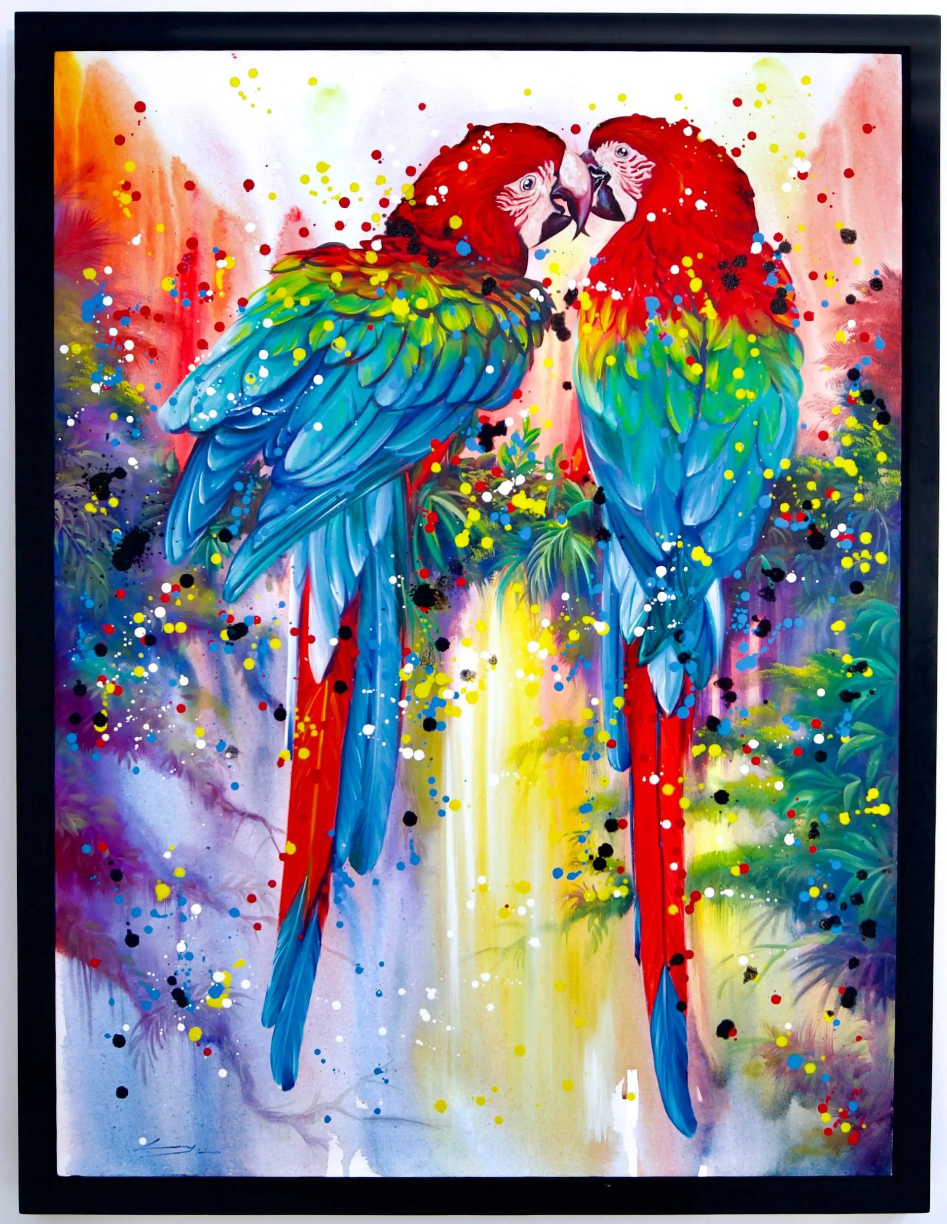 Paire de Perroquets Rouges | 90 X 120 cm image 1 reproduction réalisée par Alpha Reproduction