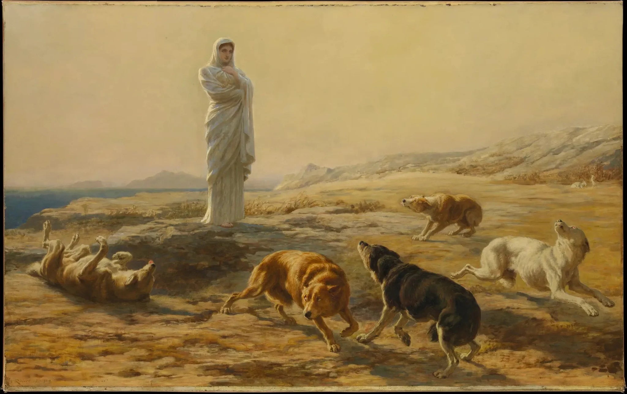 Pallas Athéna et les chiens du berger - Briton Rivière image 1 reproduction réalisée par Alpha Reproduction