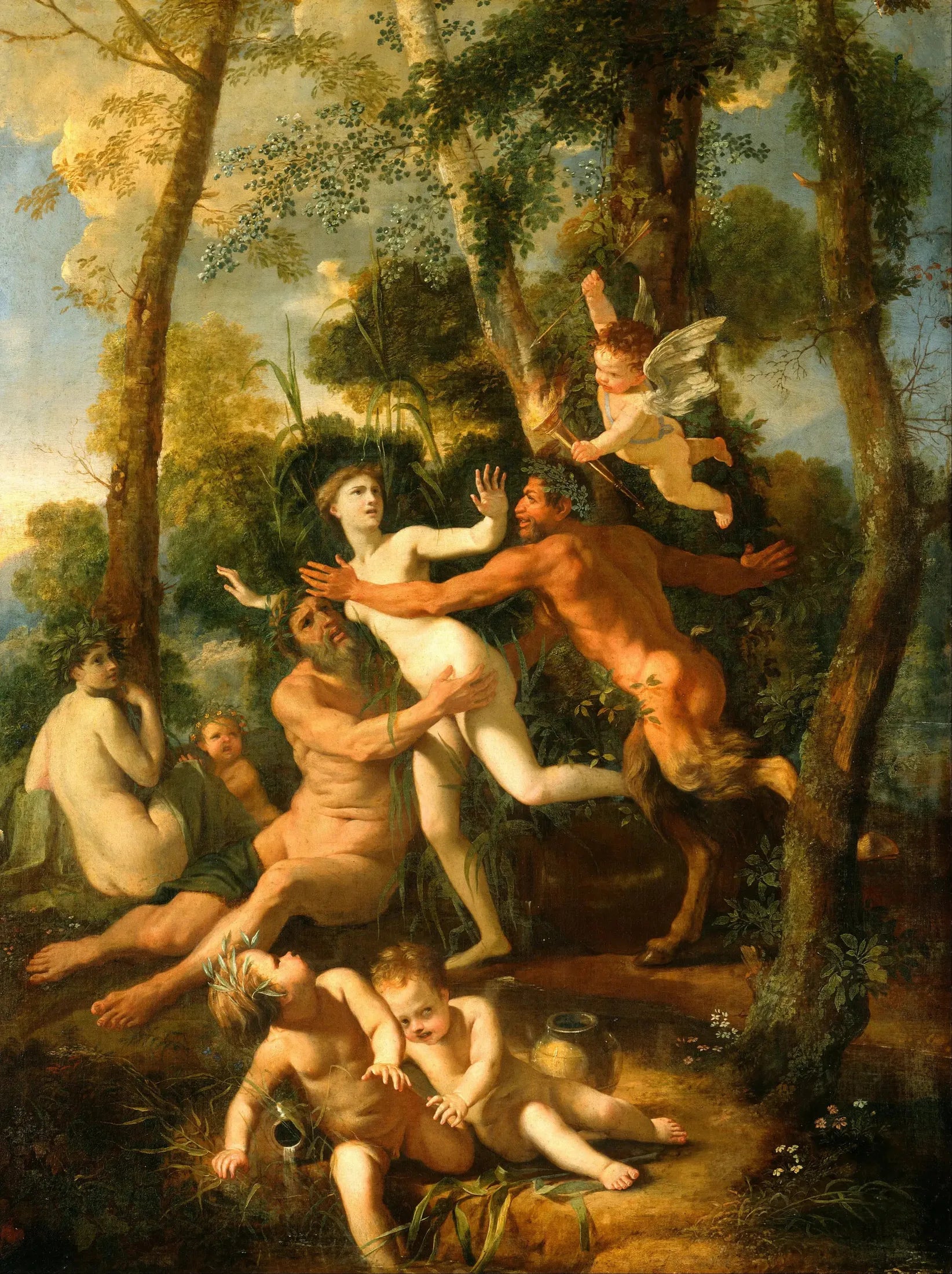 Pan et Syrinx - Nicolas Poussin image 1 reproduction de peinture à l’huile