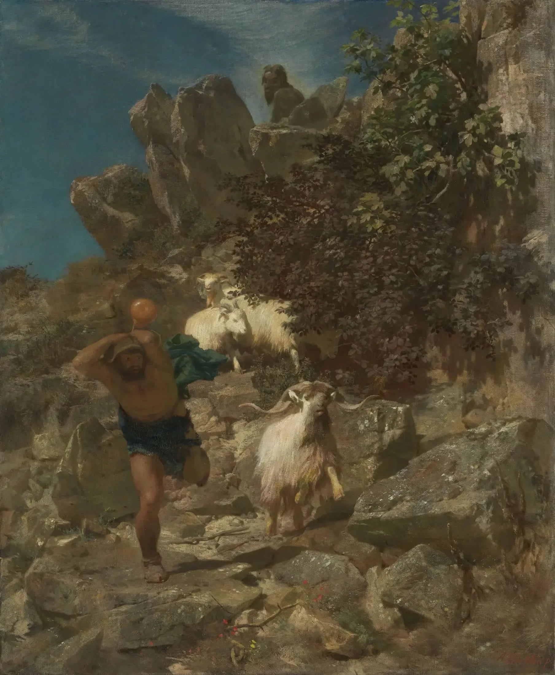 Pan terrifie un berger - Arnold Böcklin image 1 reproduction de peinture à l’huile