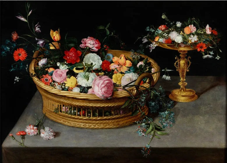 Panier avec des fleurs et une tasse - Jan Brueghel le Jeune image 1 copie de tableau peinte à la main