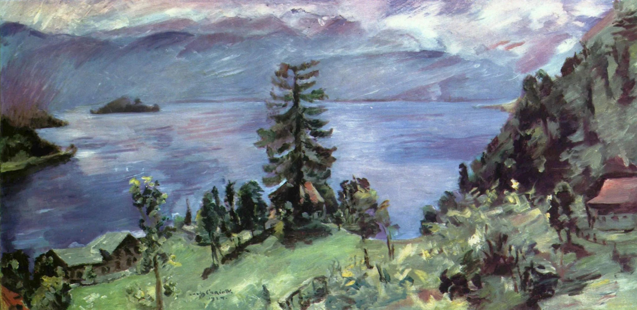 Panorama du lac Walchensee, vue depuis le Kanzel - Lovis Corinth image 1 reproduction de peinture à l’huile