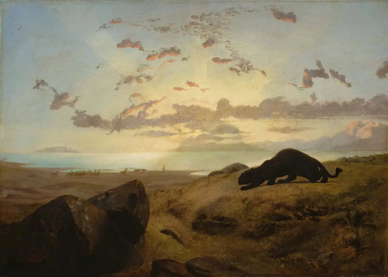 Panthère noire traquant un troupeau de cerfs - Jean-Léon Gérôme