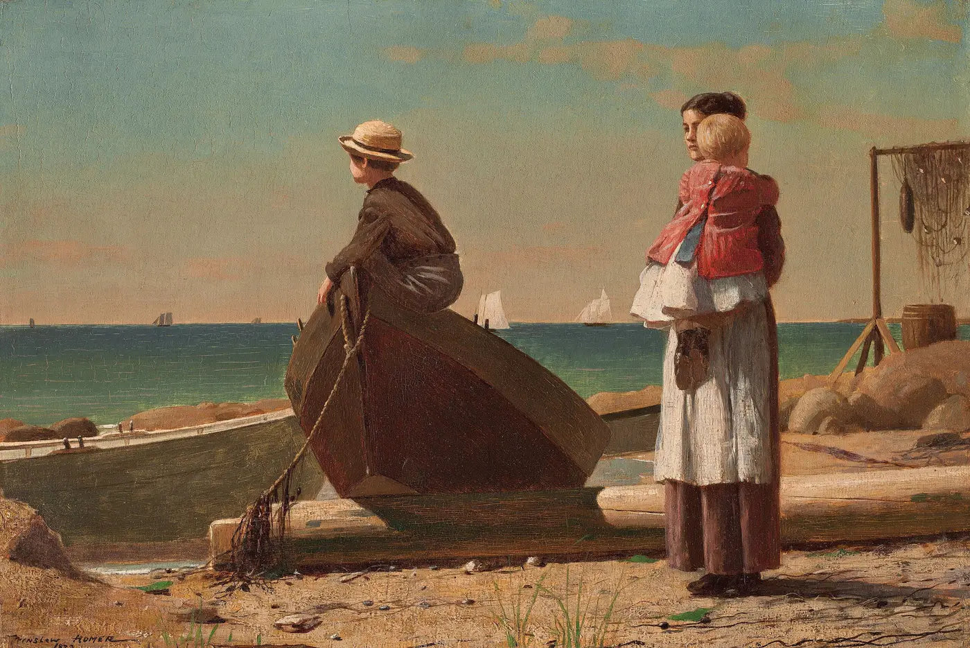 Papa arrive ! - Winslow Homer image 1 tableau peint à l’huile sur toile
