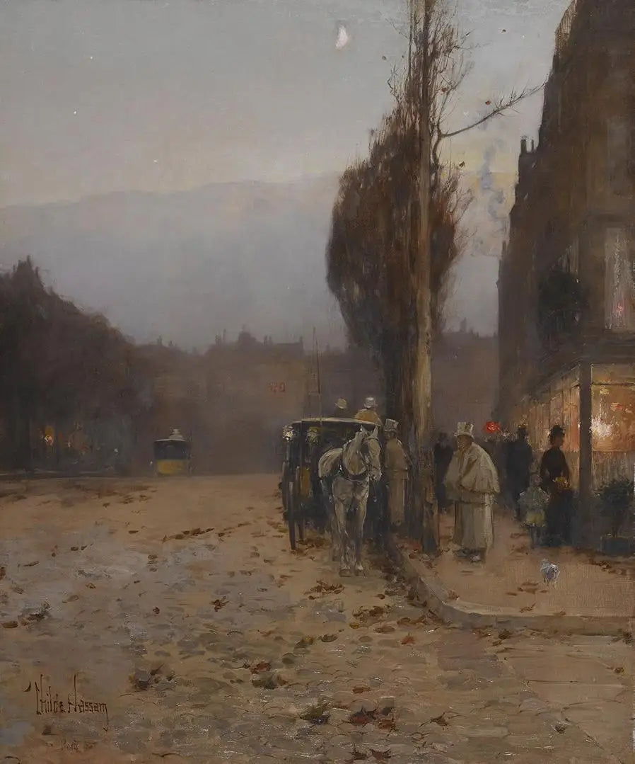 Paris au crépuscule - Childe Hassam image 1 copie peinte à la main à l’huile