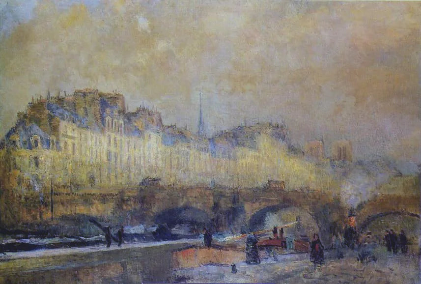 Paris, l'écluse de la Monnaie. Soleil d'hiver - Albert Lebourg image 1 copie peinte à la main à l’huile