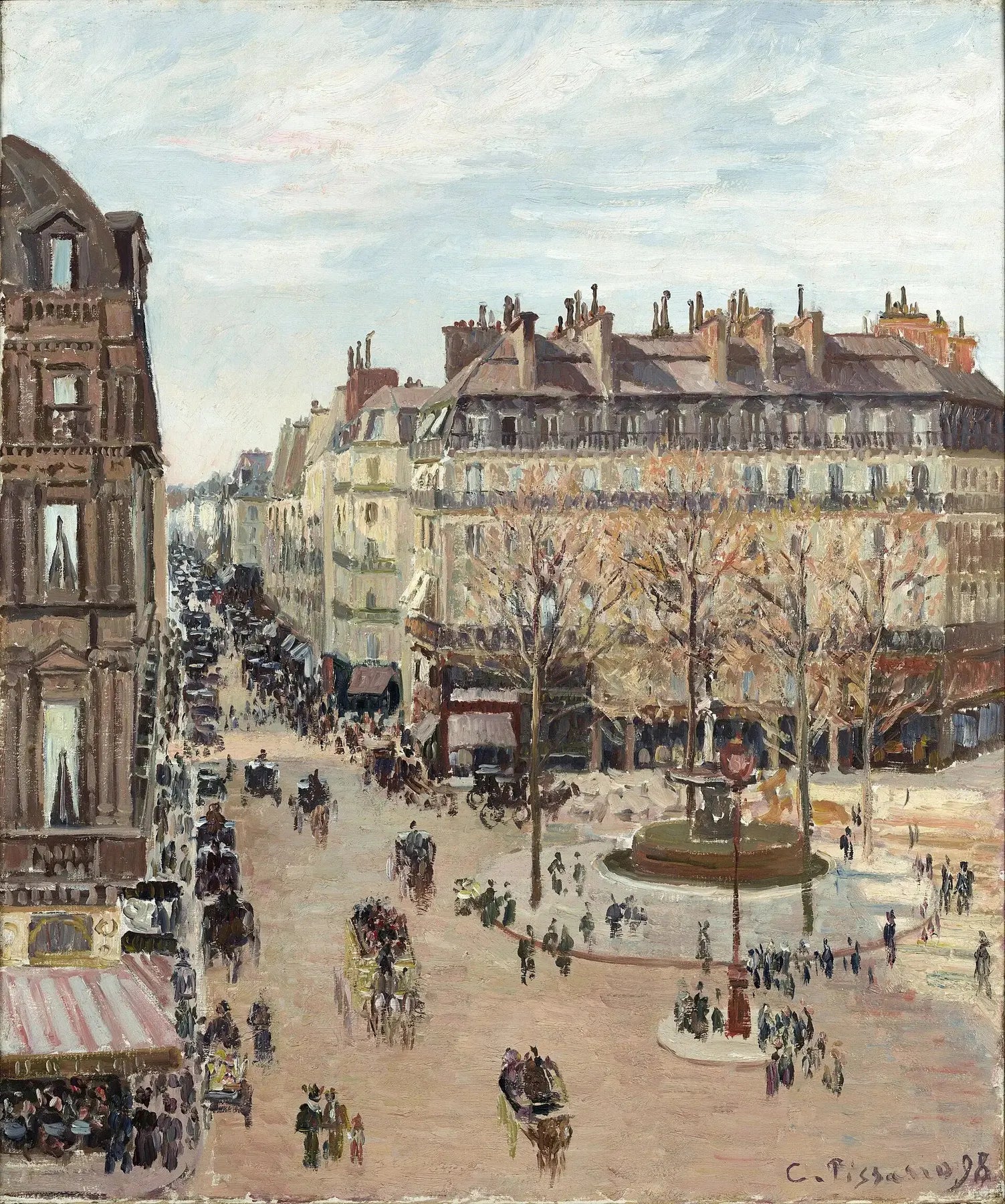 Paris, Rue Saint-Honoré, Effet Soleil, Après-midi - Camille Pissarro image 1 copie peinte à la main à l’huile