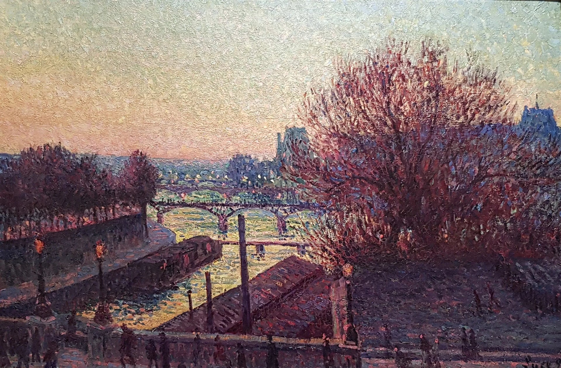 Paris, vue de la Seine, la nuit - Maximilien Luce image 1 tableau peint à l’huile sur toile