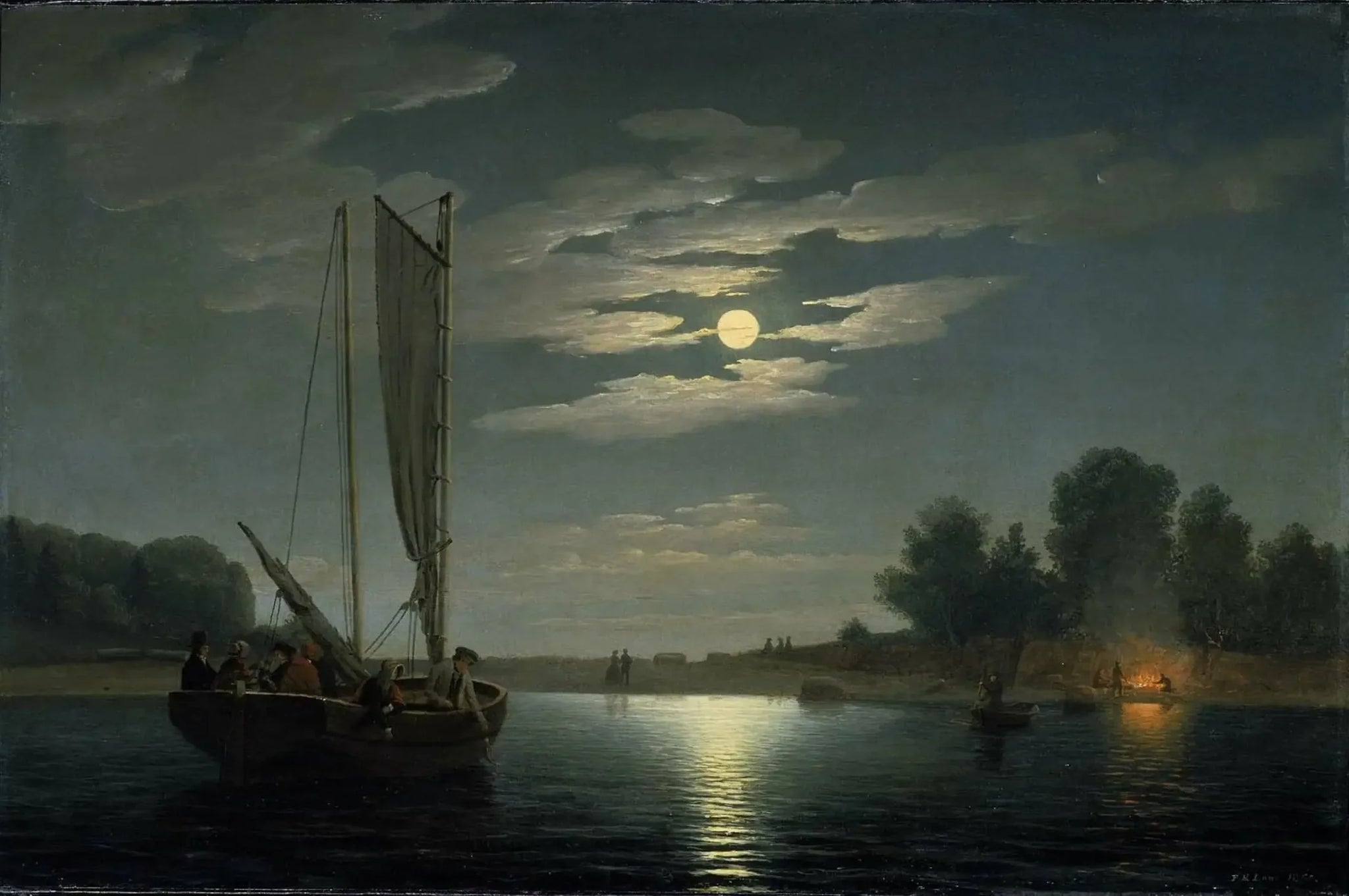 Partie de pêche - Fitz Henry Lane image 1 tableau peint à l’huile sur toile