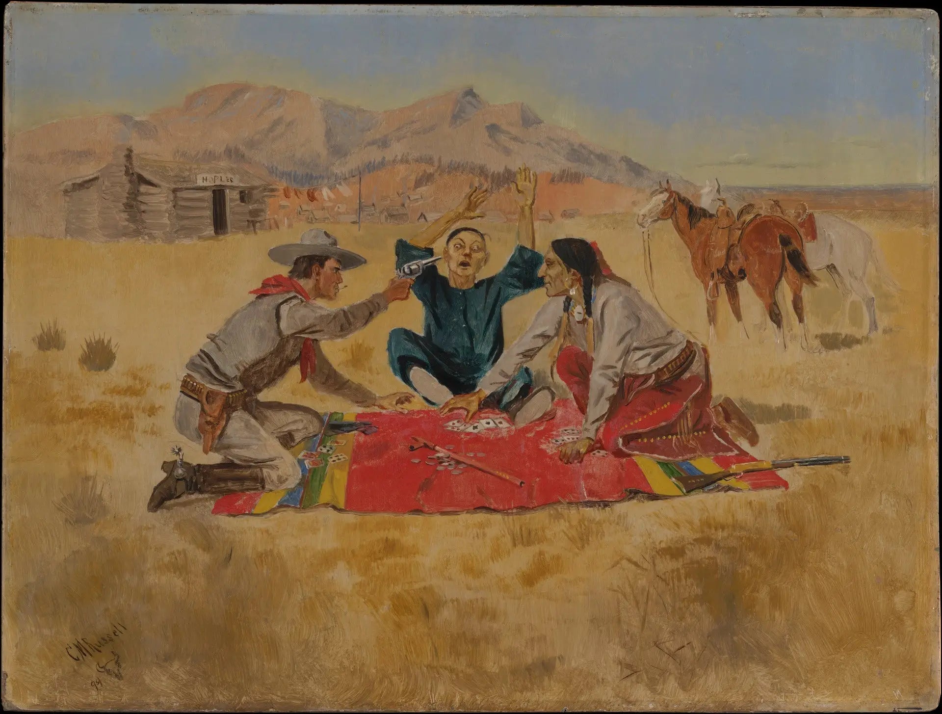 Pas une chance pour un Chinois - Charles Marion Russell image 1 copie peinte à la main à l’huile