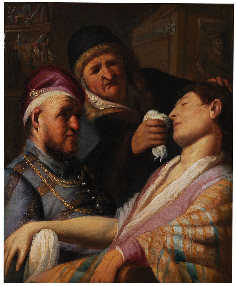 Le Patient inconscient, allégorie de l’Odorat – Rembrandt, vers 1624–1625