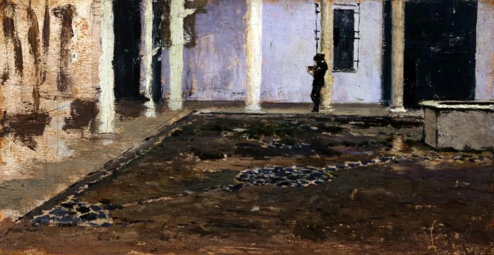 Patio du Palais du Duc d'Alba, Séville : tableau de Raimundo de Madrazo y Garreta - Mariano Fortuny Marsal image 1 reproduction réalisée par Alpha Reproduction