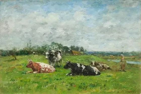 Pâturage en Normandie - Eugène Boudin image 1 tableau peint à l’huile sur toile