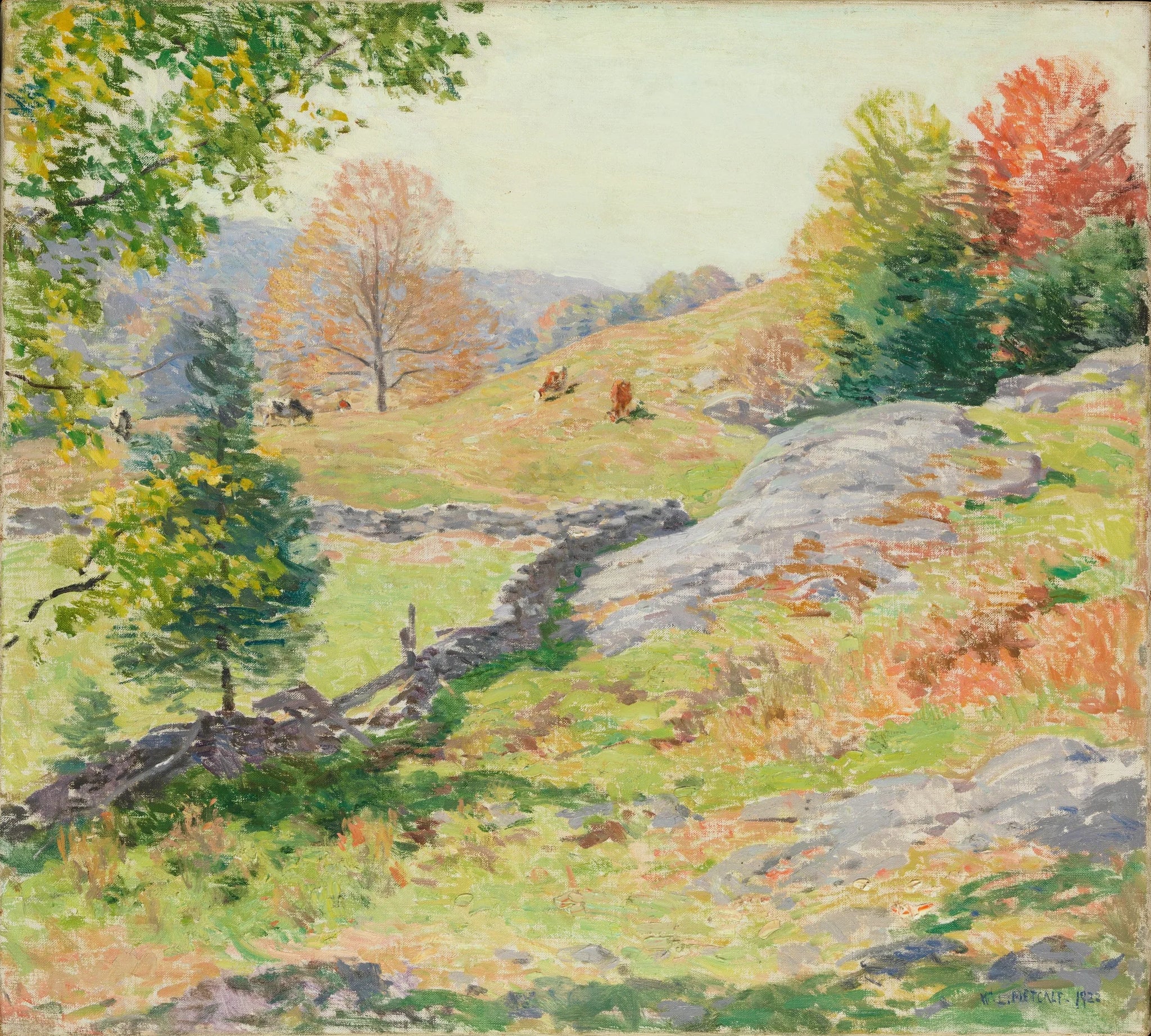 Pâturages à flanc de colline — Septembre - Willard Metcalf image 1 reproduction réalisée par Alpha Reproduction