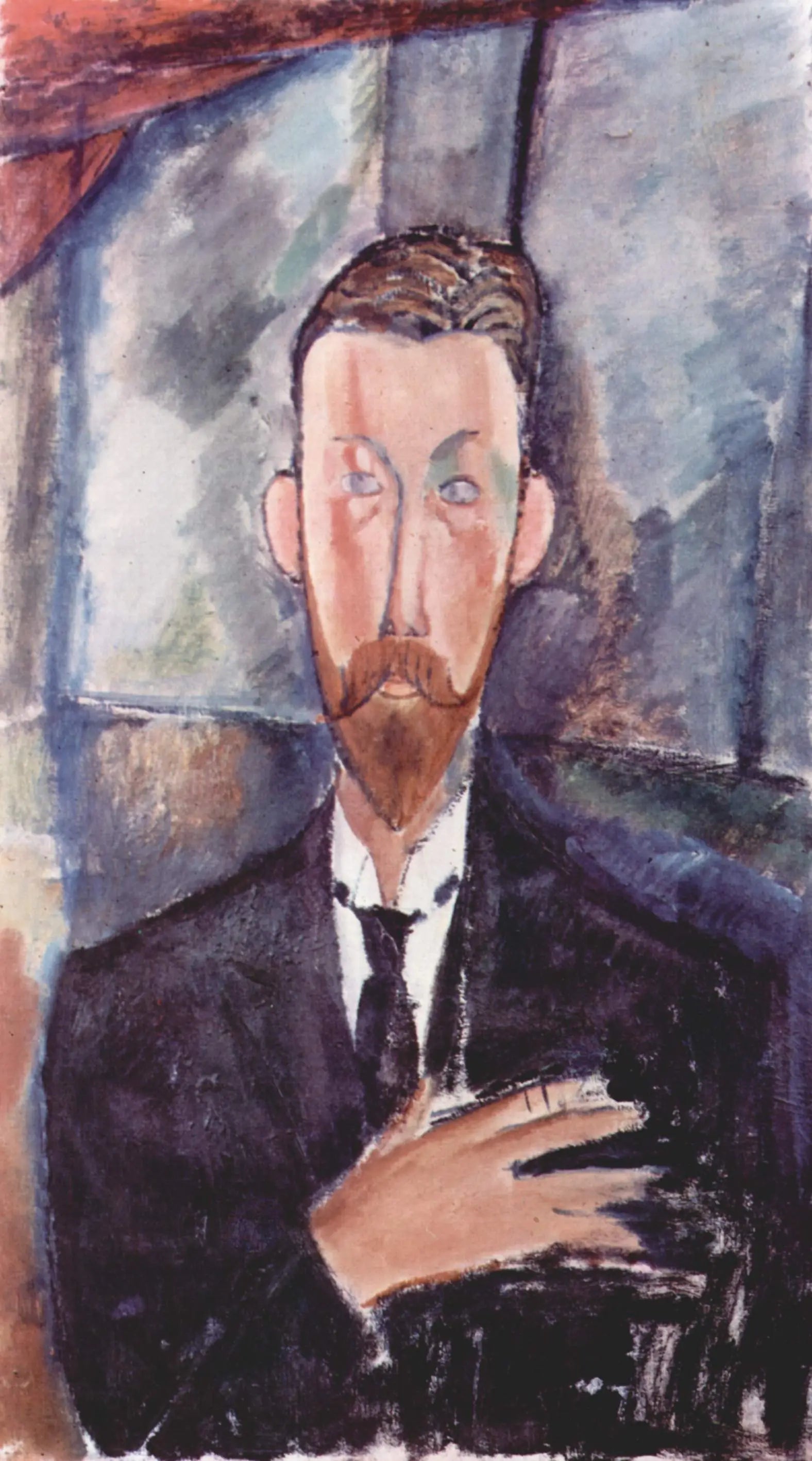 Paul Alexandre devant un vitrage - Amedeo Modigliani image 1 copie peinte à la main à l’huile